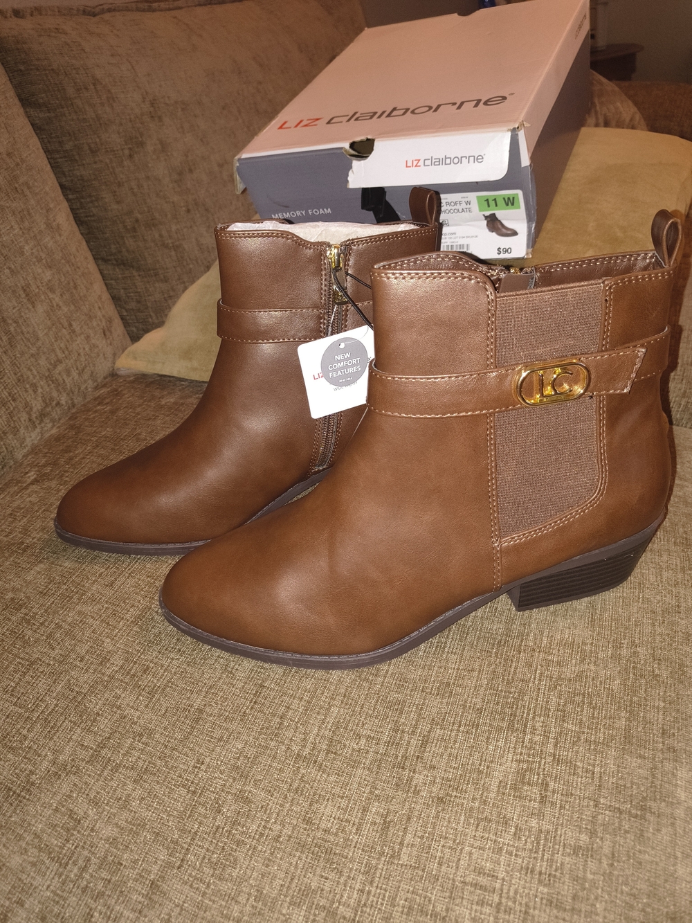 Liz Claiborne Brown Ankle Boots with Low Block Heel